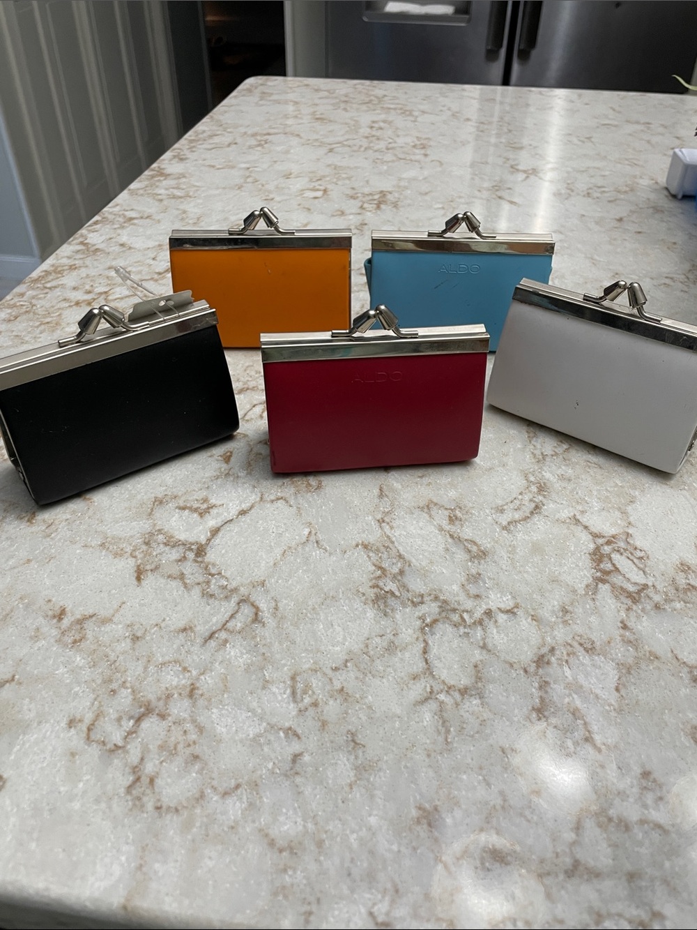 Aldo Colorblock Kiss-Lock Card Cases in Black, Red, Orange, Blue, White